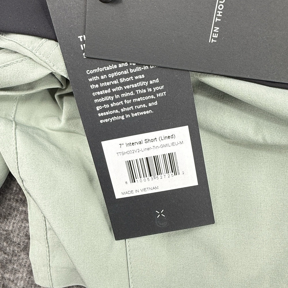 Ten Thousand Interval Short Mens M 7" Lined Sage Green NWT TTSH002V2 - Picture 7 of 9